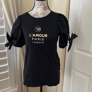 "River Island Size 2 Black Graphic Tee - Made in Portugal"